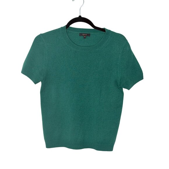 Quince Tops - Quince Mongolian Cashmere Tee Womens M Everglade Green Quiet Luxury Holiday Cozy